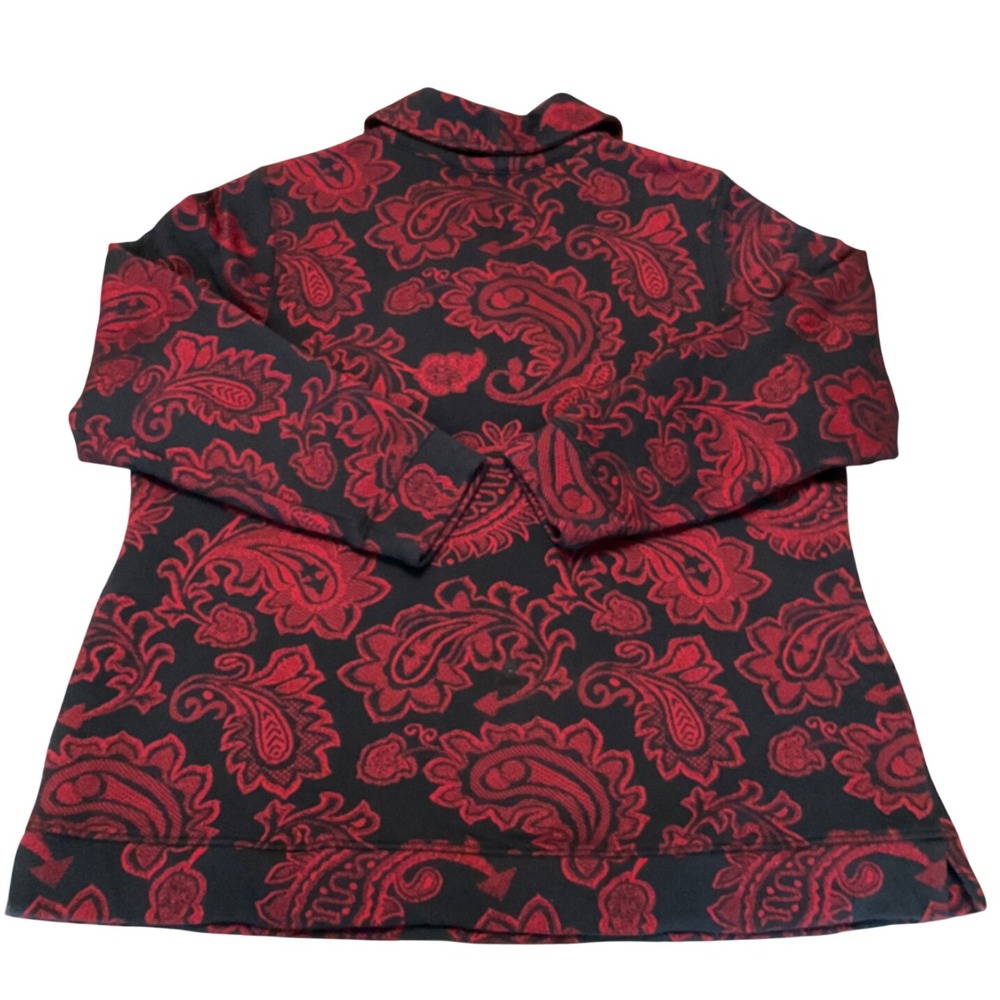 Croft & Barrow Sweatshirt Wms 1X Red Paisley Quarter Zip Pullover Classic Cozy - Picture 9 of 11